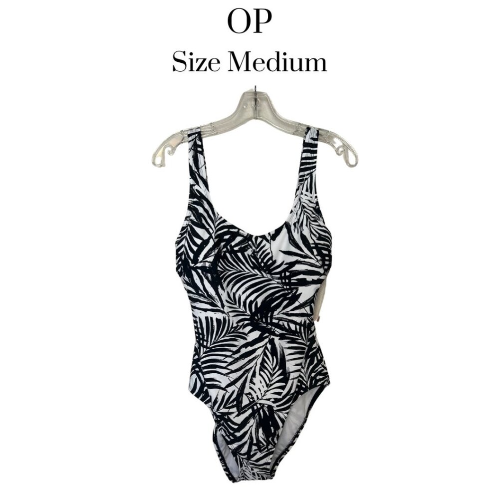 NWT OP Ocean Pacific women one piece swimsuit strapy back padded bra Size Medium